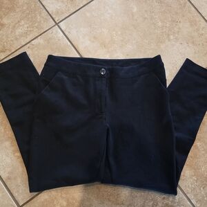 Alfani Womens Black Ponte Stretch Pants with Shiny Button Size 12